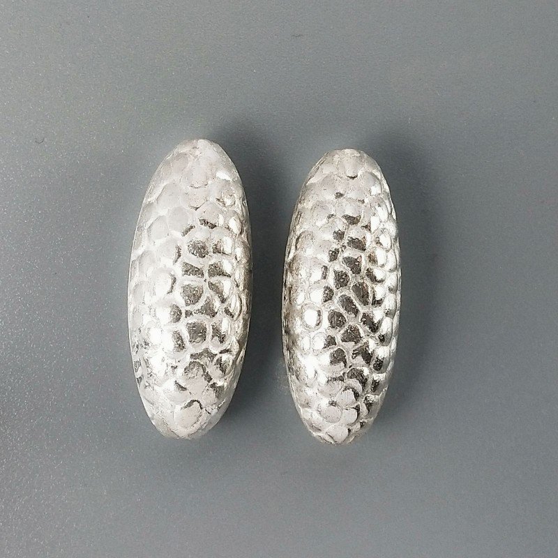 Distanziatore In Ottone Forma Ovale Lavorato Antico Tribal 13X32mm-Argentato 1pz