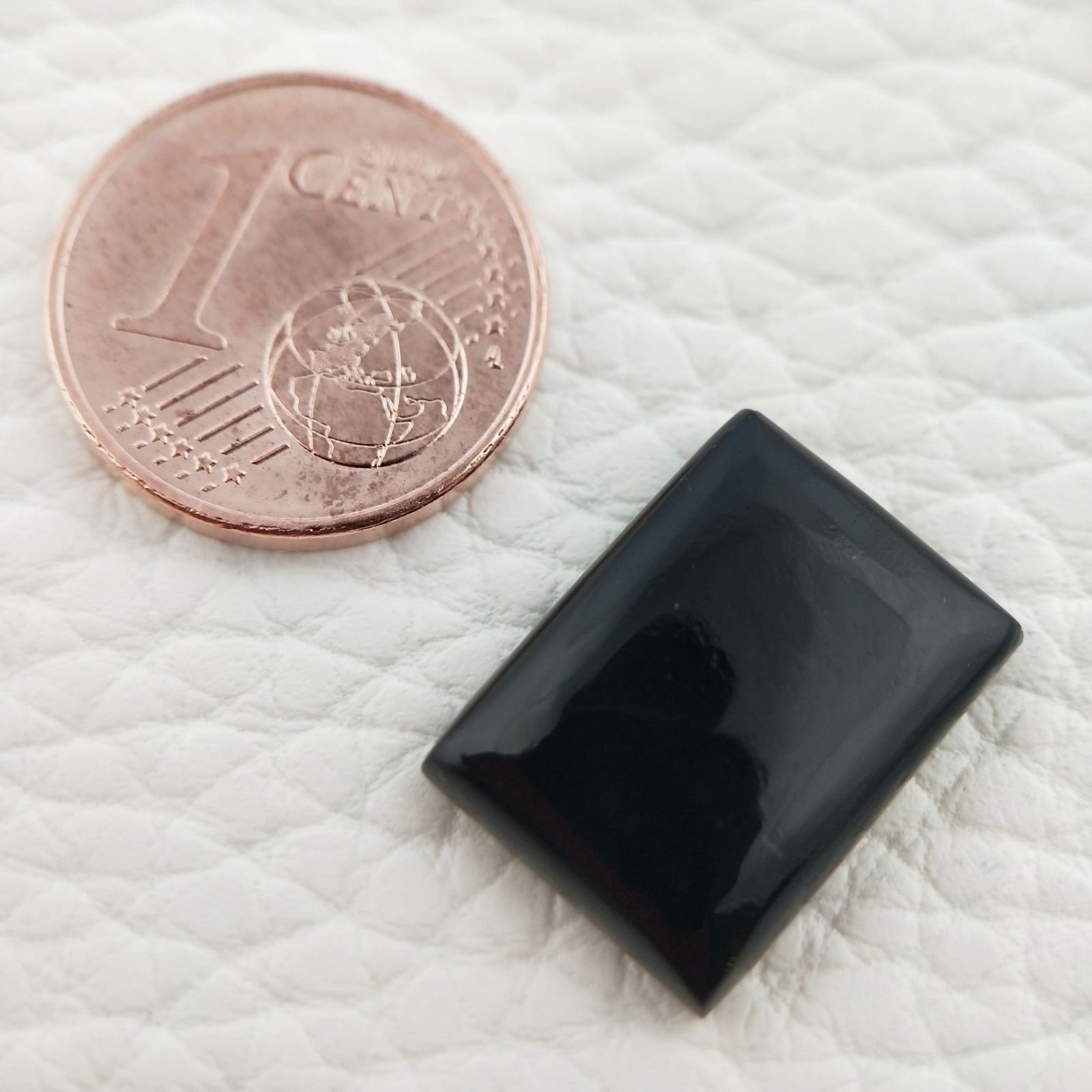 Onice Nera Naturale Forma Rettangolare Piatto Cabochon Liscio Fatto a Mano 15X11X3mm 7,00 Carati 1pz