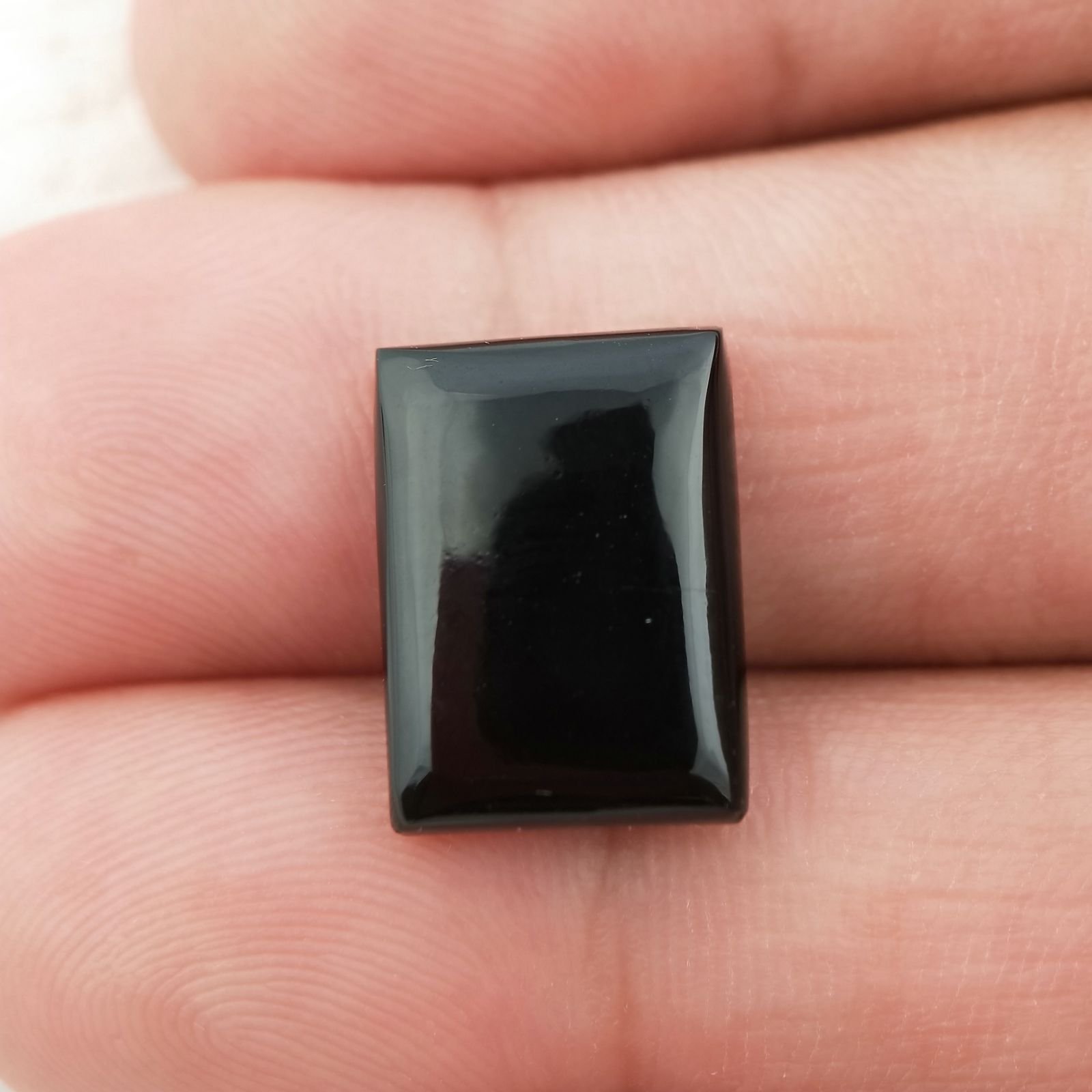 Onice Nera Naturale Forma Rettangolare Piatto Cabochon Liscio Fatto a Mano 15X11X3mm 7,00 Carati 1pz
