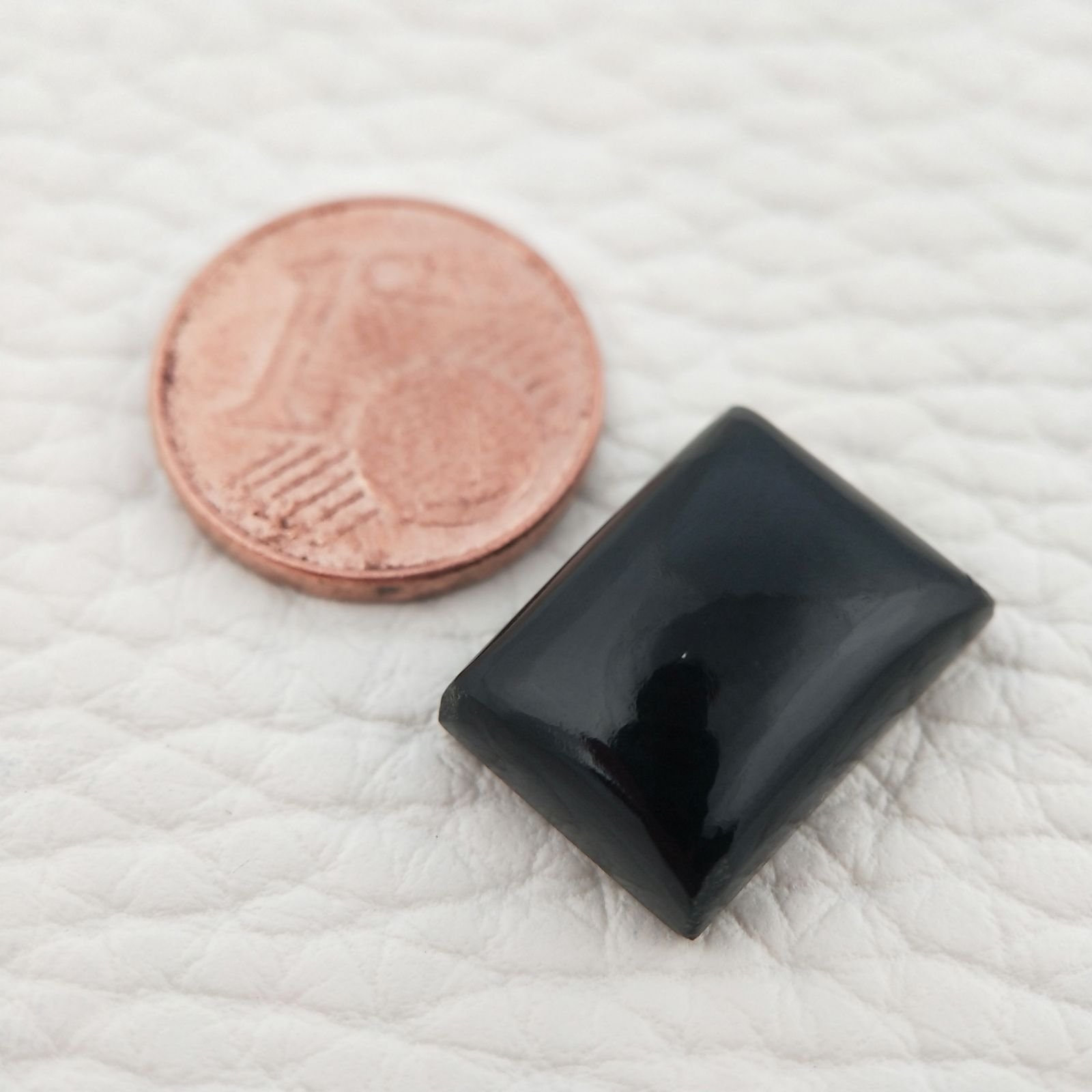 Onice Nera Naturale Forma Rettangolare Piatto Cabochon Liscio Fatto a Mano 15X11X5mm 10,50 Carati 1pz