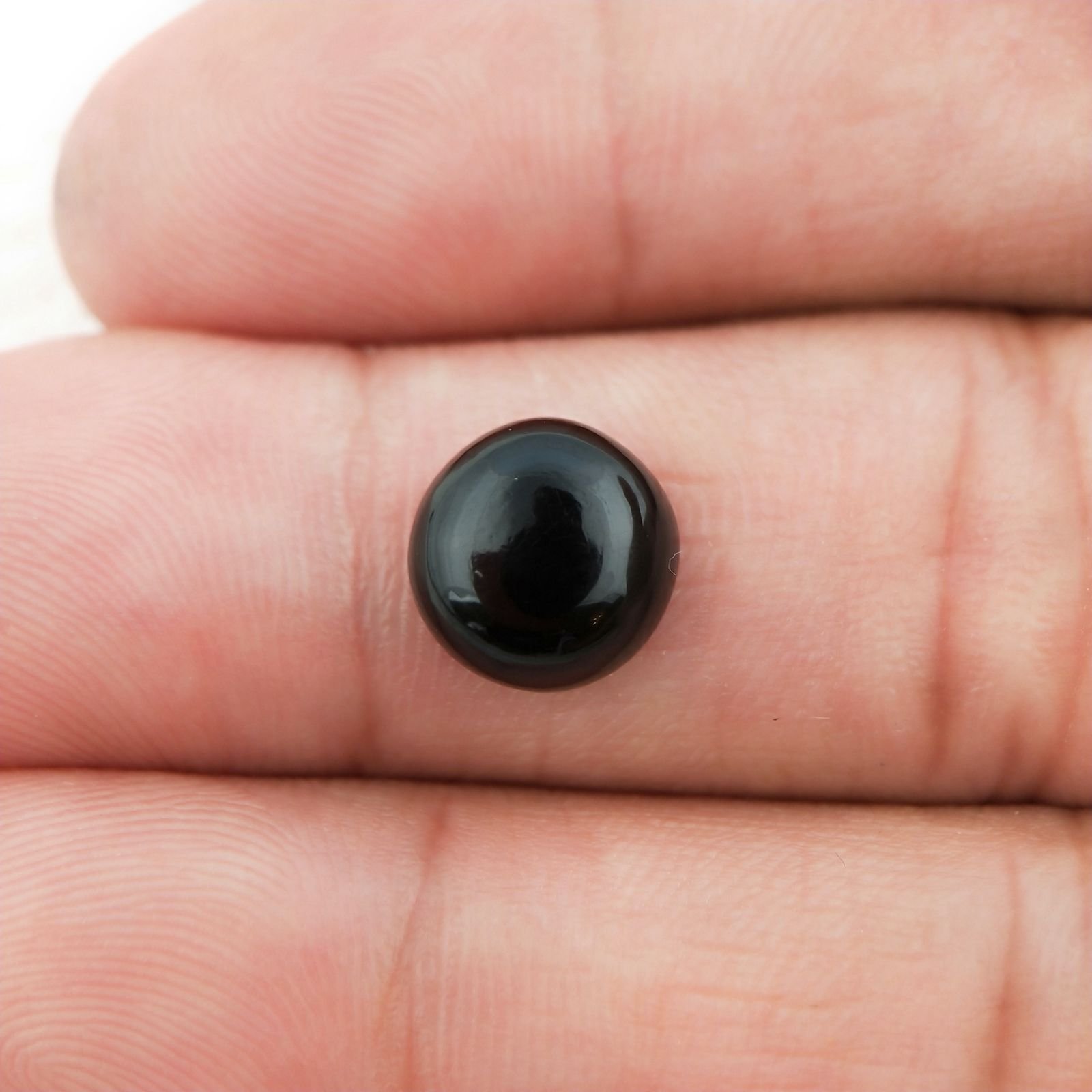 Onice Nera Naturale Forma Tondo Piatto Cabochon Liscio Fatto a Mano 10X10X3mm 2,80 Carati 1pz