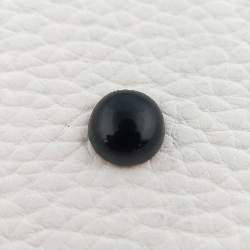 Onice Nera Naturale Forma Tondo Piatto Cabochon Liscio Fatto a Mano 10X10X3mm 2,80 Carati 1pz