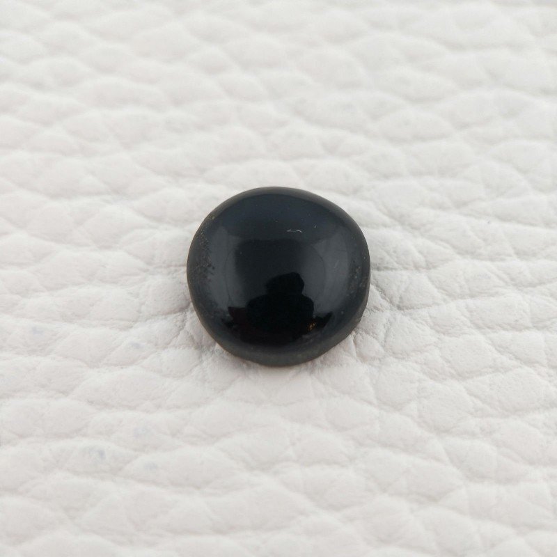 Onice Nera Naturale Forma Tondo Piatto Cabochon Liscio Fatto a Mano 12X12X4mm 5,00 Carati 1pz