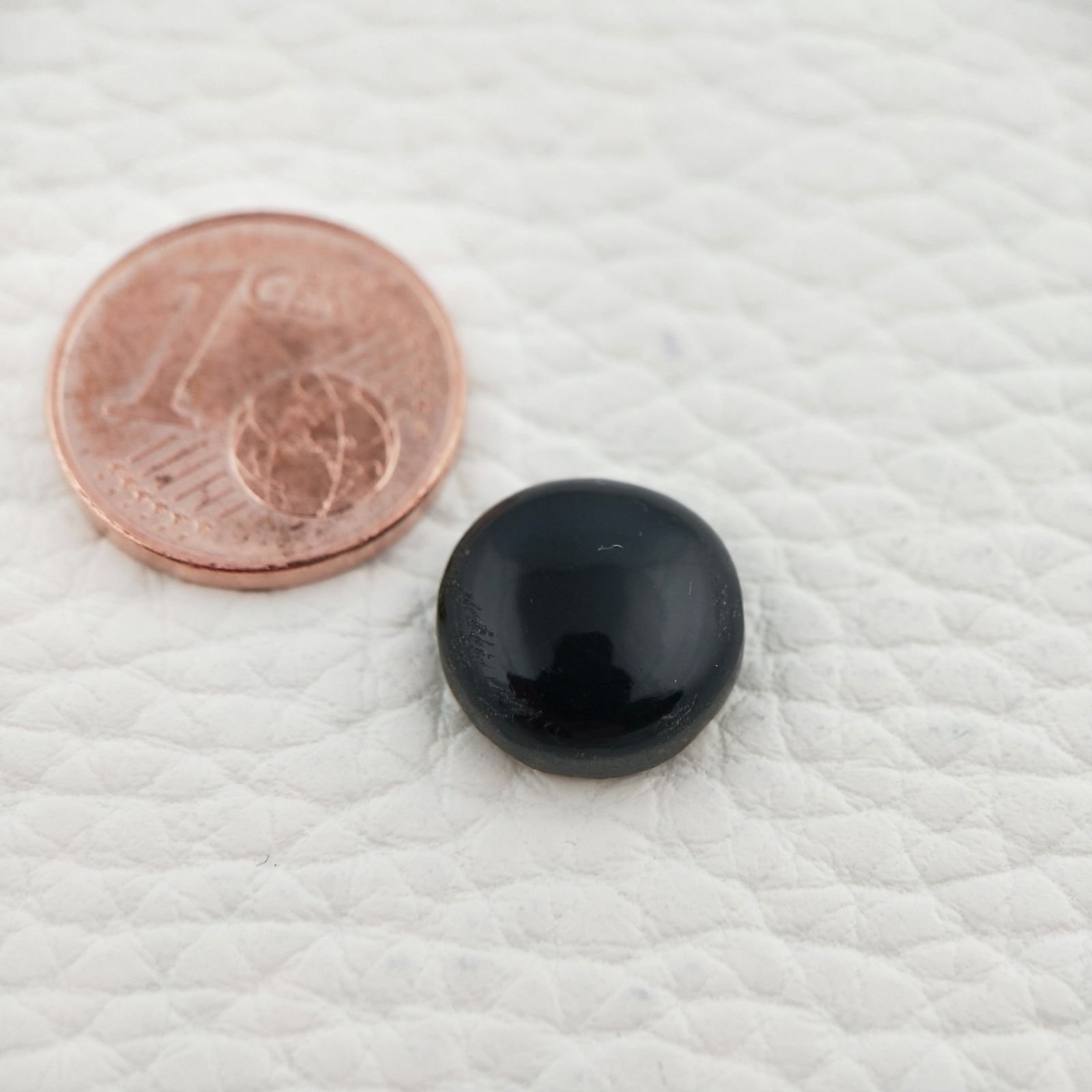 Onice Nera Naturale Forma Tondo Piatto Cabochon Liscio Fatto a Mano 12X12X4mm 5,00 Carati 1pz