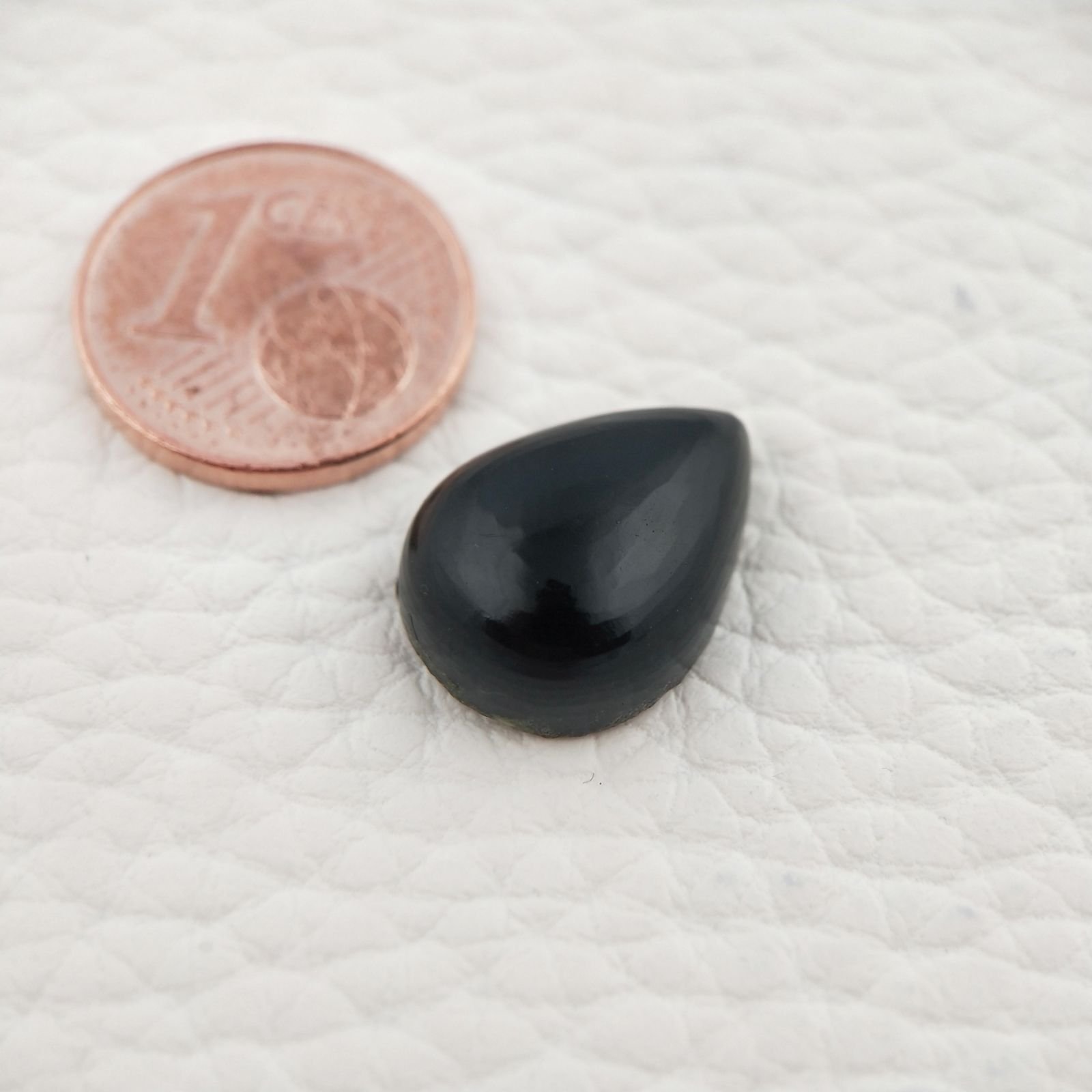 Onice Nera Naturale Forma Goccia Piatto Cabochon Liscio Fatto a Mano16X12X5mm 8,00 Carati 1pz