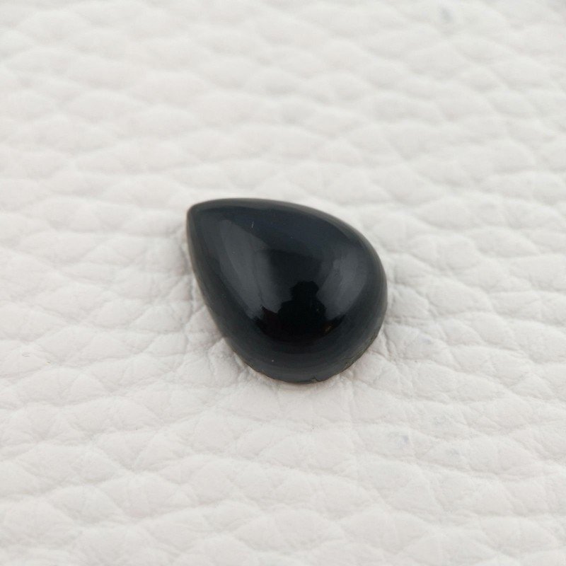 Onice Nera Naturale Forma Goccia Piatto Cabochon Liscio Fatto a Mano16X12X5mm 8,00 Carati 1pz