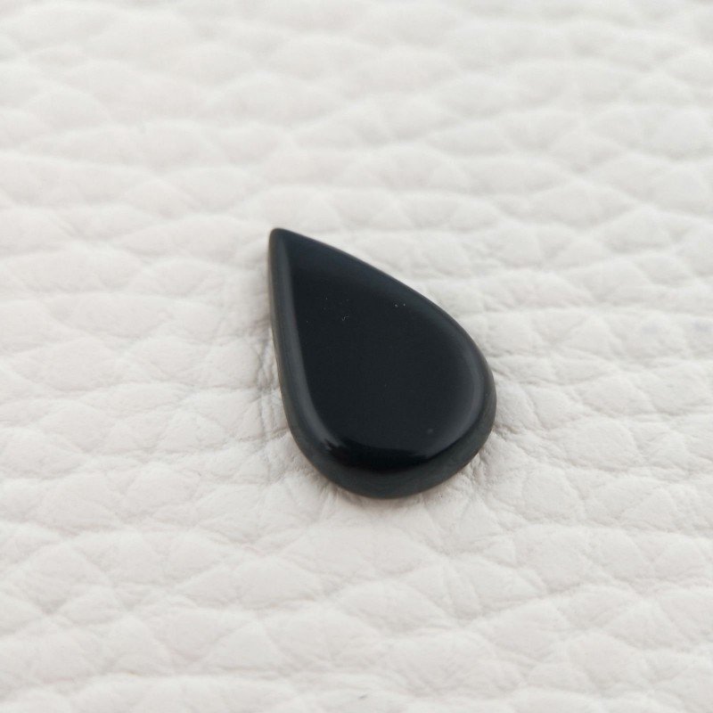 Onice Nera Naturale Forma Goccia Piatto Cabochon Liscio Fatto a Mano 15X10X2mm 3,35 Carati 1pz