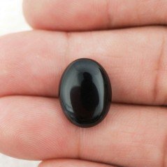 Cabochon di Onice Nera Naturale Ovale, Piatto e Liscio, 16x12x4 mm, 6,90 ct, Fatto a Mano