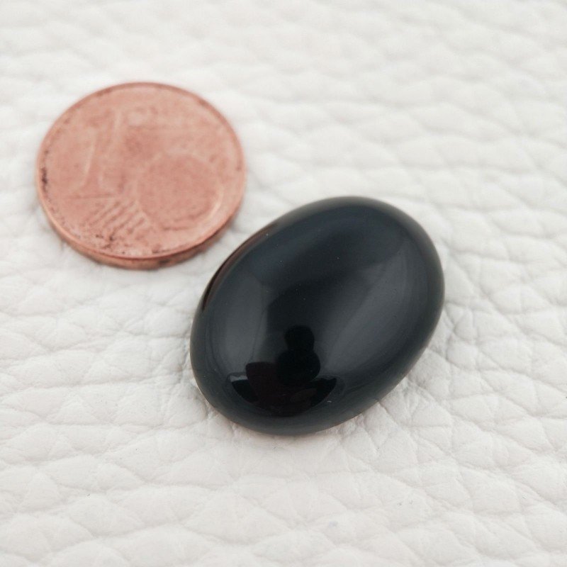 Cabochon di Onice Nera Naturale Ovale, Piatto e Liscio, 21x15x6 mm, 16,50 ct, Fatto a Mano