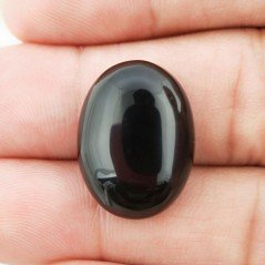Cabochon di Onice Nera Naturale Ovale, Piatto e Liscio, 21x15x6 mm, 16,50 ct, Fatto a Mano