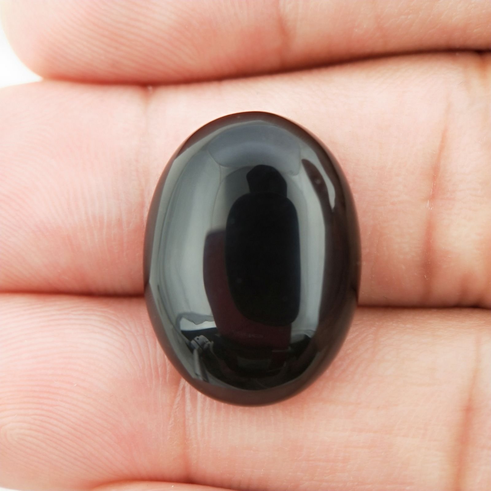 Onice Nera Naturale Forma Ovale Piatto Cabochon Liscio Fatto a Mano 21X15X6mm 16,50 Carati 1pz