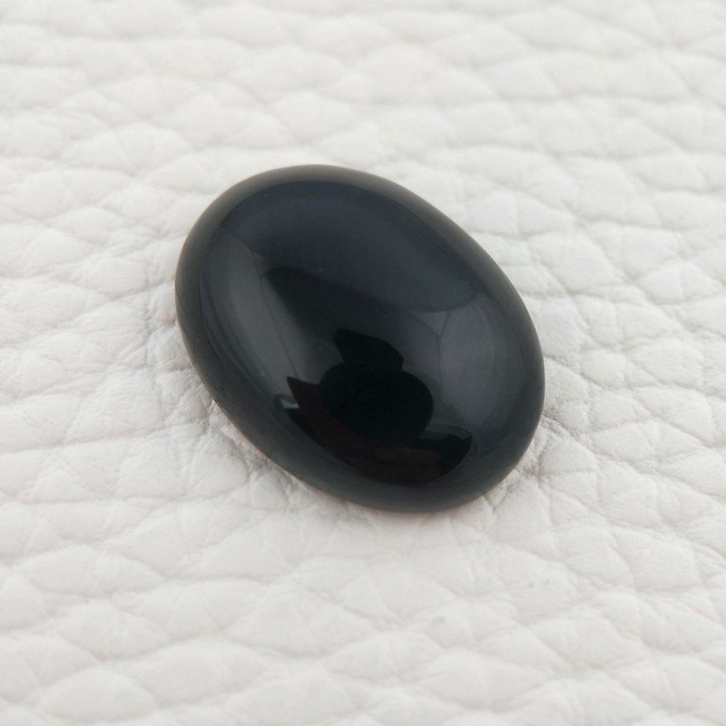 Onice Nera Naturale Forma Ovale Piatto Cabochon Liscio Fatto a Mano 21X15X6mm 16,50 Carati 1pz