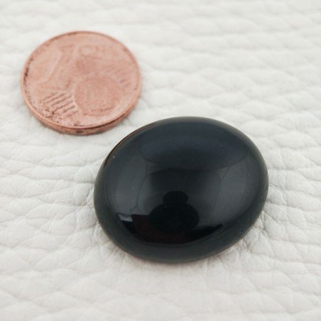 Onice Nera Naturale Forma Ovale Piatto Cabochon Liscio Fatto a Mano 22X19X6mm 23,15 Carati 1pz
