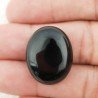 Onice Nera Naturale Forma Ovale Piatto Cabochon Liscio Fatto a Mano 24X19X7mm 28,35 Carati 1pz