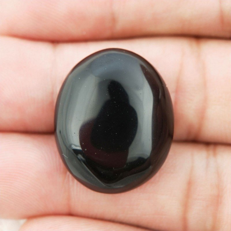Onice Nera Naturale Forma Ovale Piatto Cabochon Liscio Fatto a Mano 24X20X6mm 24,35 Carati 1pz Onice Nera Naturale Forma Ovale Piatto Cabochon Liscio Fatto a Mano 24X20X6mm 24,35 Carati 1pz