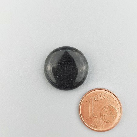 Agata Nero Chiaro Naturale Forma Tondo Piatto Cabochon Liscio Fatto a Mano 17X17X5mm 12,50 Carati 1pz
