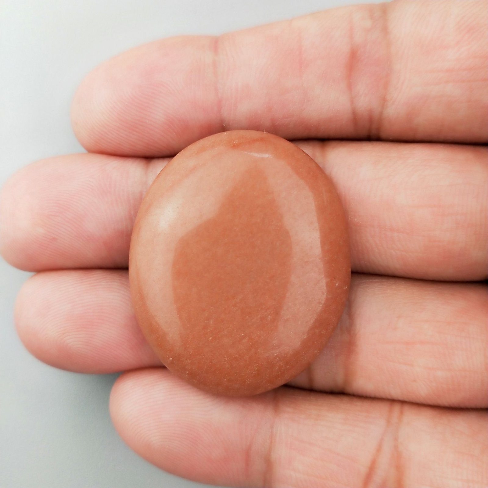 Avventurina Arancione Naturale Forma Ovale Piatto Cabochon Liscio Fatto a Mano35X29X7mm 58,70 Carati 1pz