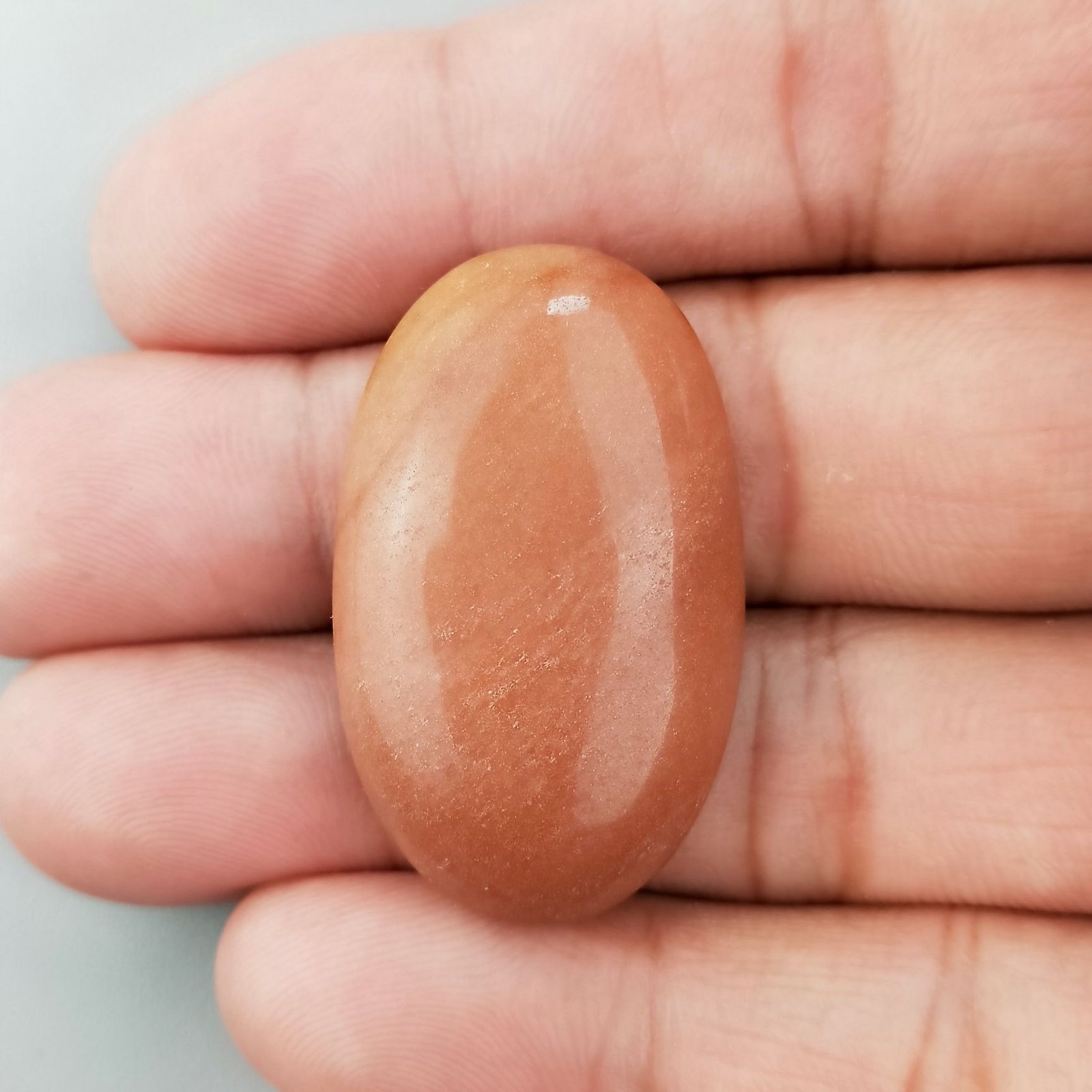 Avventurina Arancione Naturale Forma Ovale Piatto Cabochon Liscio Fatto a Mano35X21X7mm 49,20 Carati 1pz
