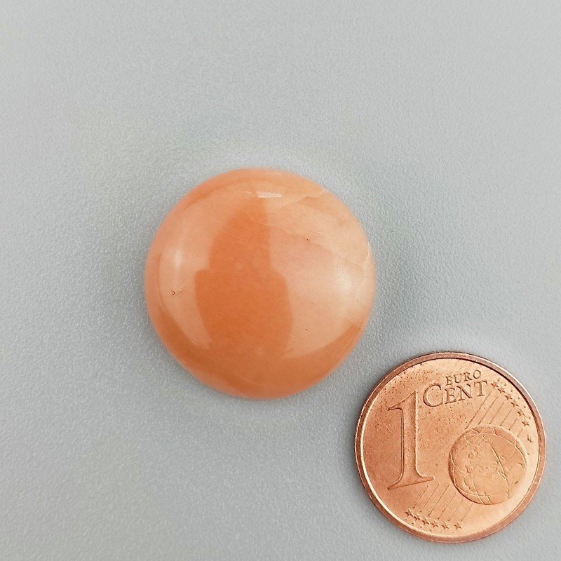 Cabochon di Avventurina Arancione Naturale Tondo, Piatto e Liscio, 19x19x6 mm, 21,75 ct, Fatto a Mano