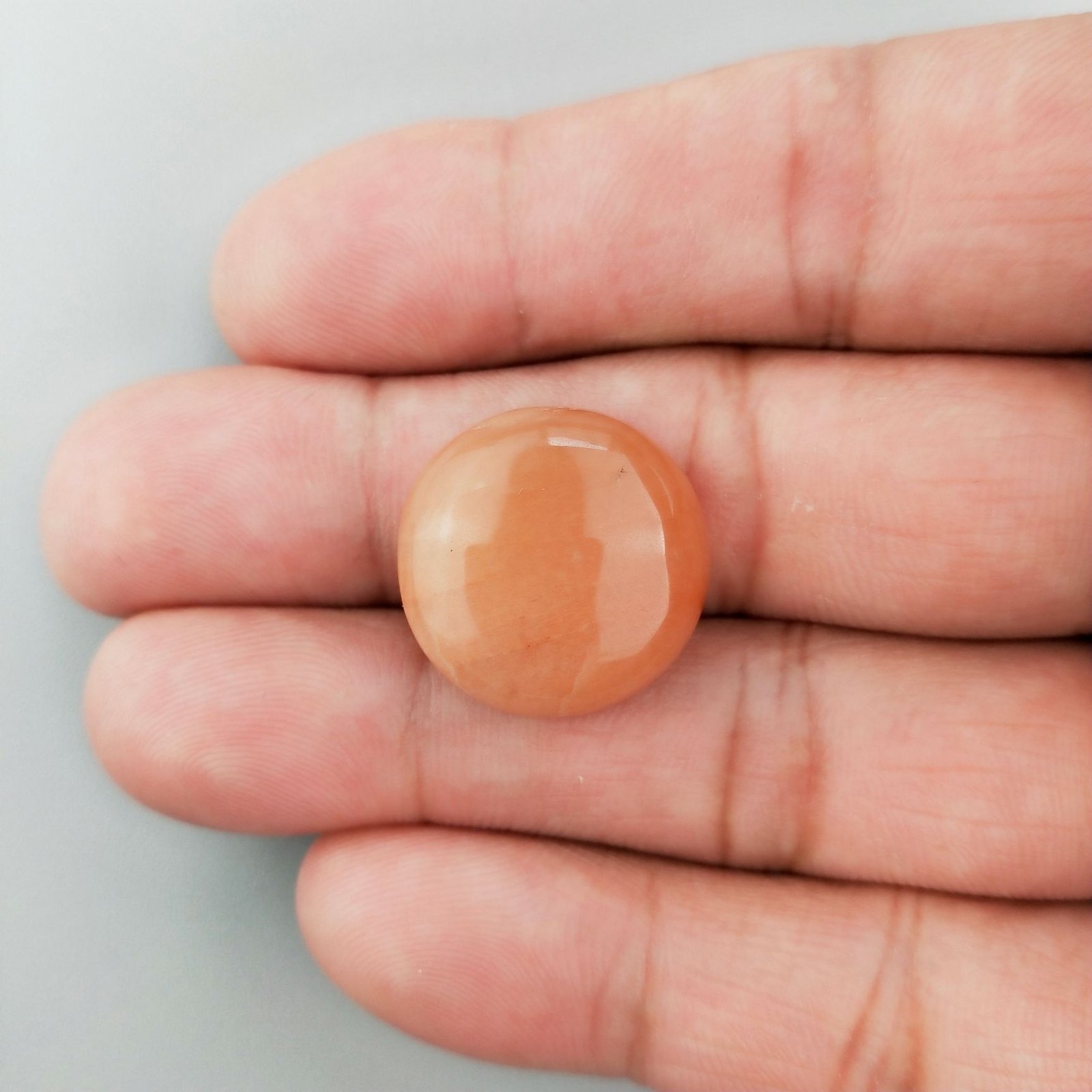 Avventurina Arancione Naturale Forma Tondo Piatto Cabochon Liscio Fatto a Mano19X19X6mm 21,75 Carati 1pz