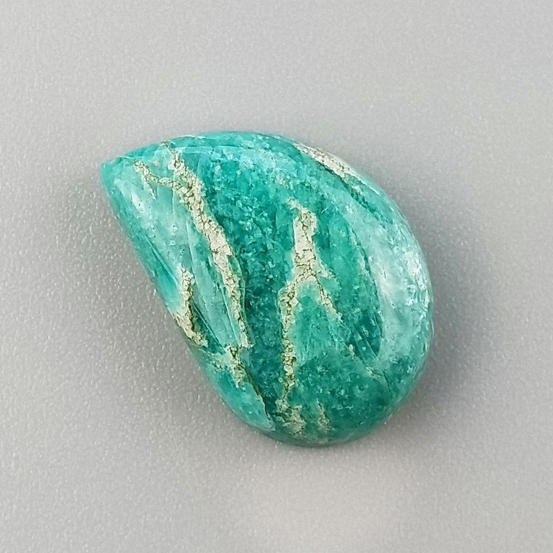 Amazzonite Russa Naturale Forma Goccia Piatto Cabochon Liscio Fatto a Mano 22X14X6mm 14,40 Carati 1pz