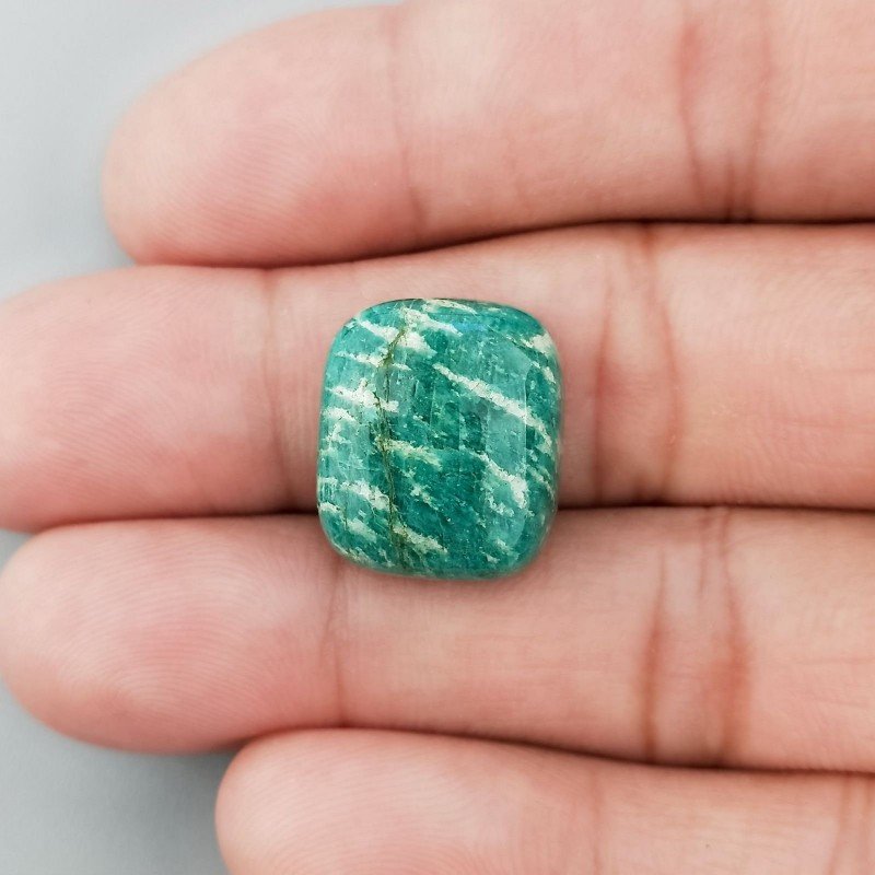 Amazzonite Russa Naturale Forma Quadrato Piatto Cabochon Liscio Fatto a Mano 17X15X6mm 17,20 Carati 1pz