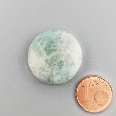 Amazzonite Brasiliana Naturale Forma Tondo Piatto Cabochon Liscio Fatto a Mano 23X24X7mm 32,90 Carati 1pz