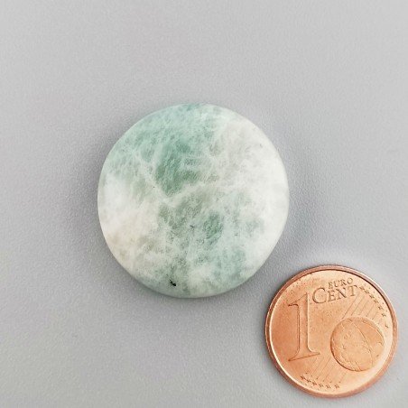 Amazzonite Brasiliana Naturale Forma Tondo Piatto Cabochon Liscio Fatto a Mano 23X24X7mm 32,90 Carati 1pz