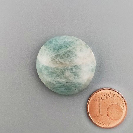 Amazzonite Brasiliana Naturale Forma Tondo Piatto Cabochon Liscio Fatto a Mano 23X24X7mm 32,50 Carati 1pz
