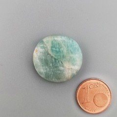 Amazzonite Brasiliana Naturale Forma Tondo Piatto Cabochon Liscio Fatto a Mano 22X21X6mm 27,10 Carati 1pz