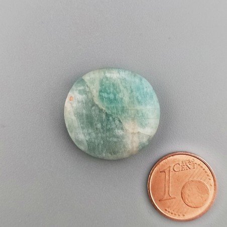 Amazzonite Brasiliana Naturale Forma Tondo Piatto Cabochon Liscio Fatto a Mano 22X21X6mm 27,10 Carati 1pz