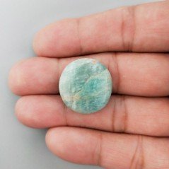 Amazzonite Brasiliana Naturale Forma Tondo Piatto Cabochon Liscio Fatto a Mano 22X21X6mm 27,10 Carati 1pz
