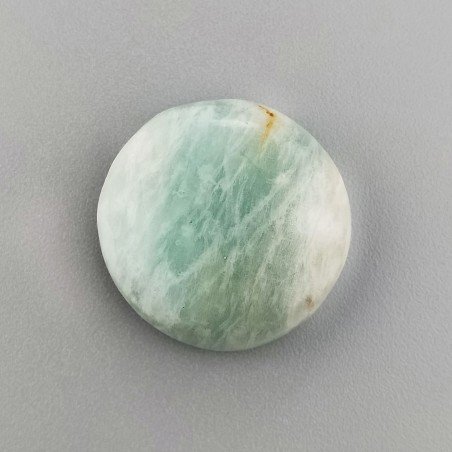 Amazzonite Brasiliana Naturale Forma Tondo Piatto Cabochon Liscio Fatto a Mano 22X22X7mm 31,70 Carati 1pz