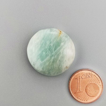 Amazzonite Brasiliana Naturale Forma Tondo Piatto Cabochon Liscio Fatto a Mano 22X22X7mm 31,70 Carati 1pz