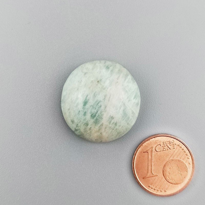 Amazzonite Brasiliana Naturale Forma Tondo Piatto Cabochon Liscio Fatto a Mano 21X21X7mm 25,80 Carati 1pz