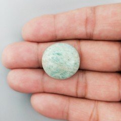 Amazzonite Brasiliana Naturale Forma Tondo Piatto Cabochon Liscio Fatto a Mano 21X21X7mm 25,80 Carati 1pz