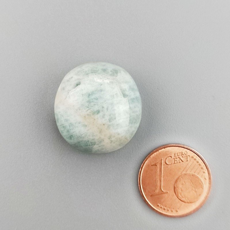 Amazzonite Brasiliana Naturale Forma Tondo Piatto Cabochon Liscio Fatto a Mano 19X20X9mm 31,10 Carati 1pz