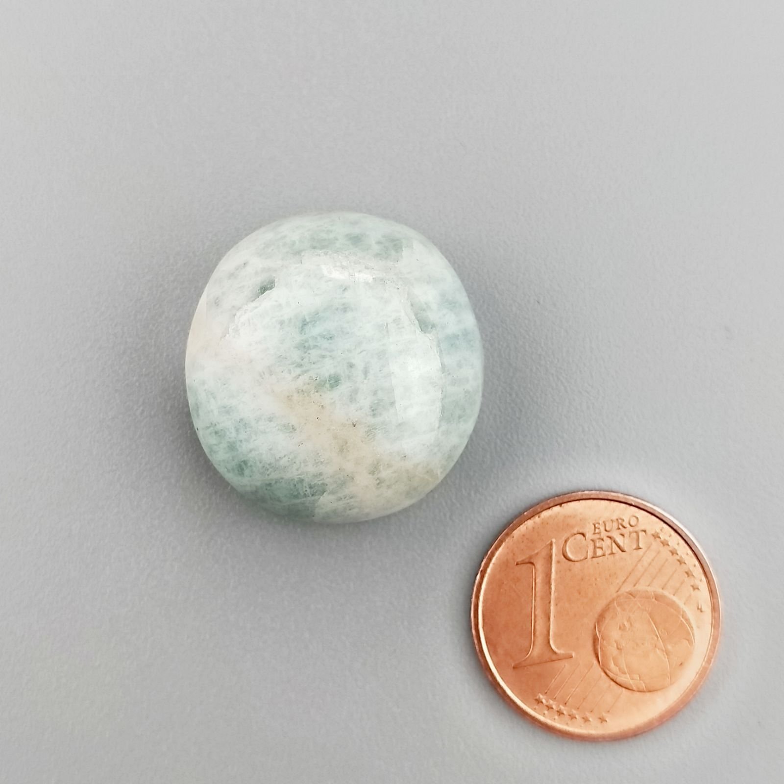 Amazzonite Brasiliana Naturale Forma Tondo Piatto Cabochon Liscio Fatto a Mano 19X20X9mm 31,10 Carati 1pz