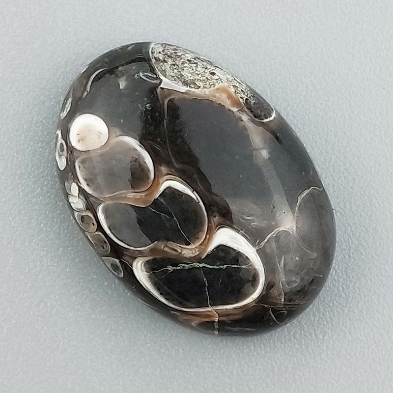 Agata Turritella Naturale Forma Ovale Piatto Cabochon Liscio Fatto a Mano 21X15X6mm 17,30 Carati 1pz