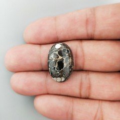 Agata Turritella Naturale Forma Ovale Piatto Cabochon Liscio Fatto a Mano 23X15X5mm 15,35 Carati 1pz