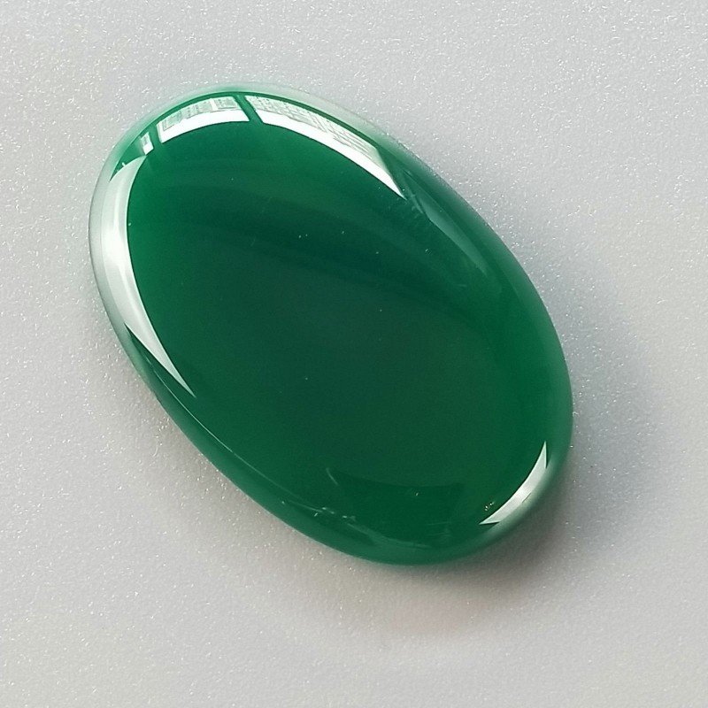 Onice Verde Forma Ovale Piatto Cabochon Liscio Fatto a Mano 36X23X5mm 8,25gm 1pz