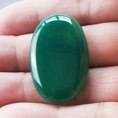 Onice Verde Forma Ovale Piatto Cabochon Liscio Fatto a Mano 36X23X5mm 8,25gm 1pz