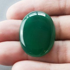 Onice Verde Forma Ovale Piatto Cabochon Liscio Fatto a Mano 32X24X5mm 7,00gm 1pz