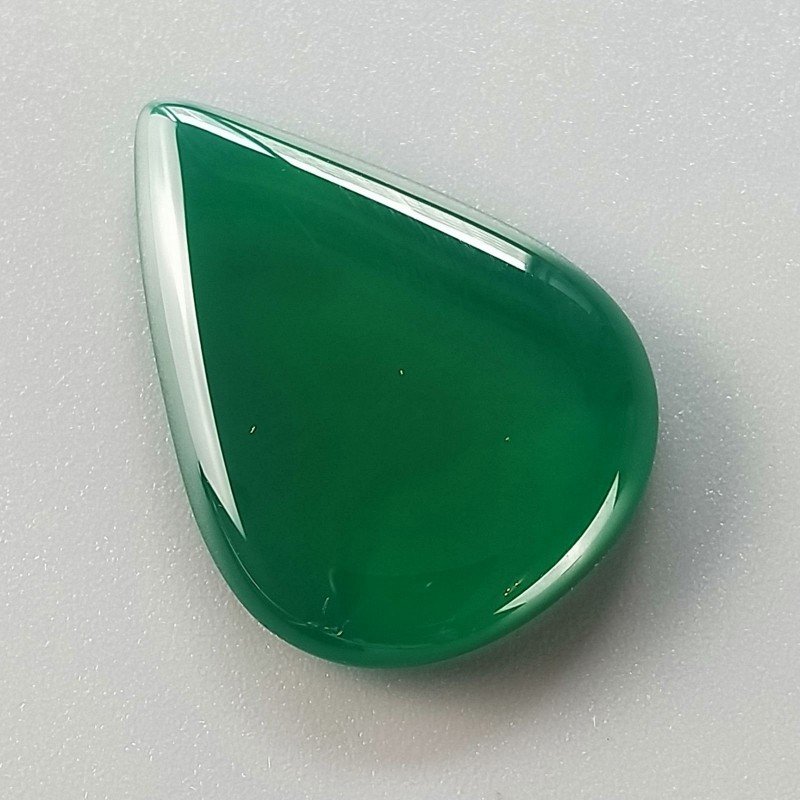 Onice Verde Forma Gocce Piatto Cabochon Liscio Fatto a Mano 34X24X5mm 6,80gm 1pz