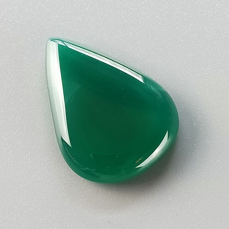 Onice Verde Forma Gocce Piatto Cabochon Liscio Fatto a Mano 29X20X5mm 4,60gm 1pz