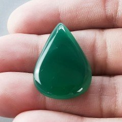 Onice Verde Forma Gocce Piatto Cabochon Liscio Fatto a Mano 29X20X5mm 4,60gm 1pz