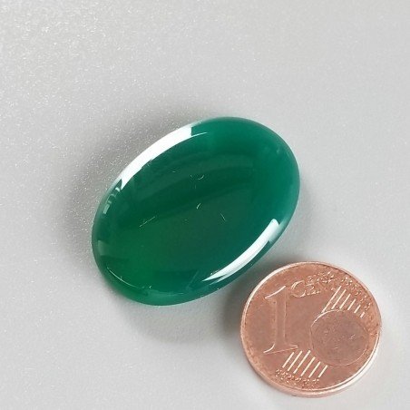 Onice Verde Forma Ovale Piatto Cabochon Liscio Fatto a Mano 28X20X5mm 5,30gm 1pz