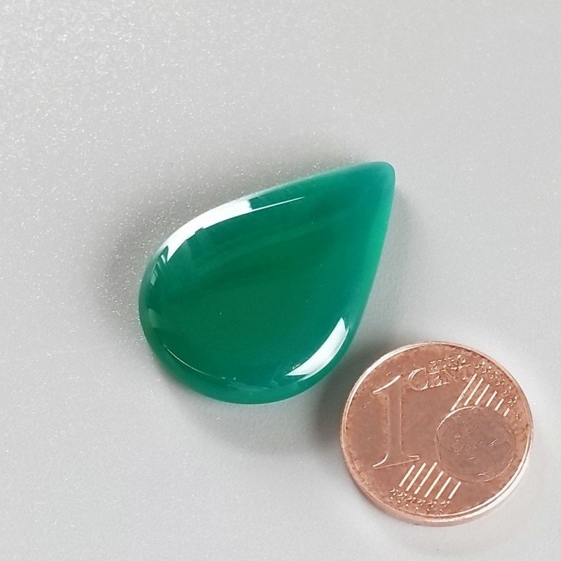 Onice Verde Forma Gocce Piatto Cabochon Liscio Fatto a Mano 28X20X5mm 4,08gm 1pz