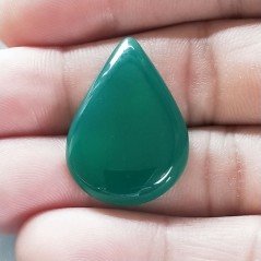 Onice Verde Forma Gocce Piatto Cabochon Liscio Fatto a Mano 28X20X5mm 4,08gm 1pz