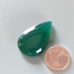 Onice Verde Forma Gocce Piatto Cabochon Liscio  Fatto a Mano 29X20X5mm 4,92gm 1pz